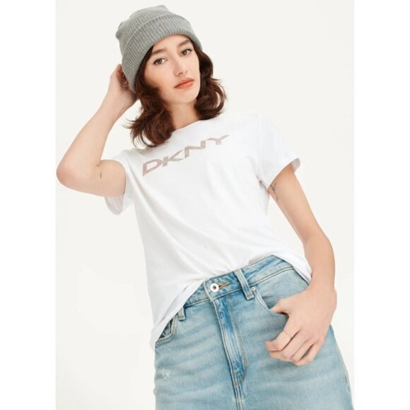 NWT DKNY Glitter Logo T-shirt - Picture 1 of 9